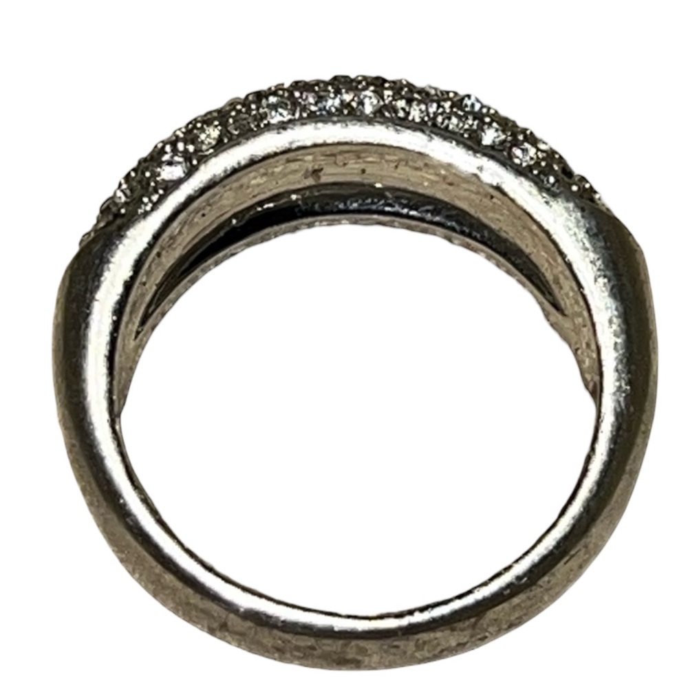 Silver CZ Pavè Heavy Band Ring Signed NVC Sz 8 - Picture 4 of 9